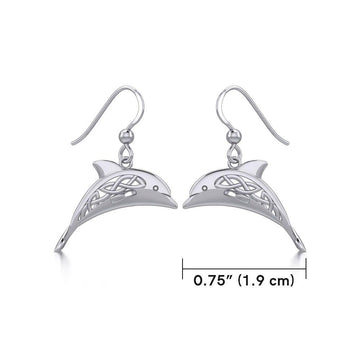 Celtic Joyful Dolphins Silver Earrings TER1951 - Jewelry